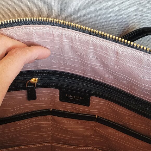 KATE SPADE Bleecker Black Saffiano Leather Large Zip Top Tote Bag - Picture 9 of 15